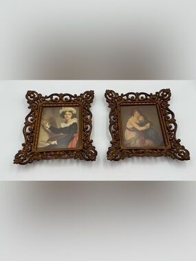 Vintage Pair of Framed Portrait Prints Lady and Little Girl Lebrun
